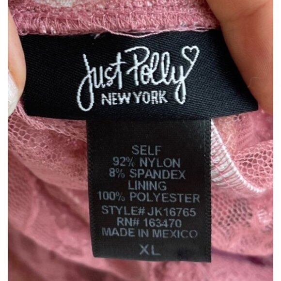 Just Polly Y2K Lace Babydoll Tank Top XL Cami Fairy Sheer Coquette Asymmetrical - Picture 7 of 8